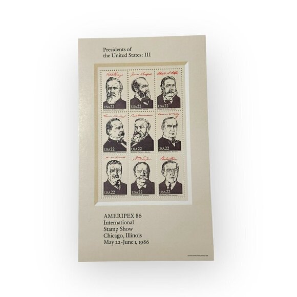 U.S. #2216-19
1986 22¢ AMERIPEX '86 Presidents
Set of 4 sheets in envelop - Picture 4 of 10